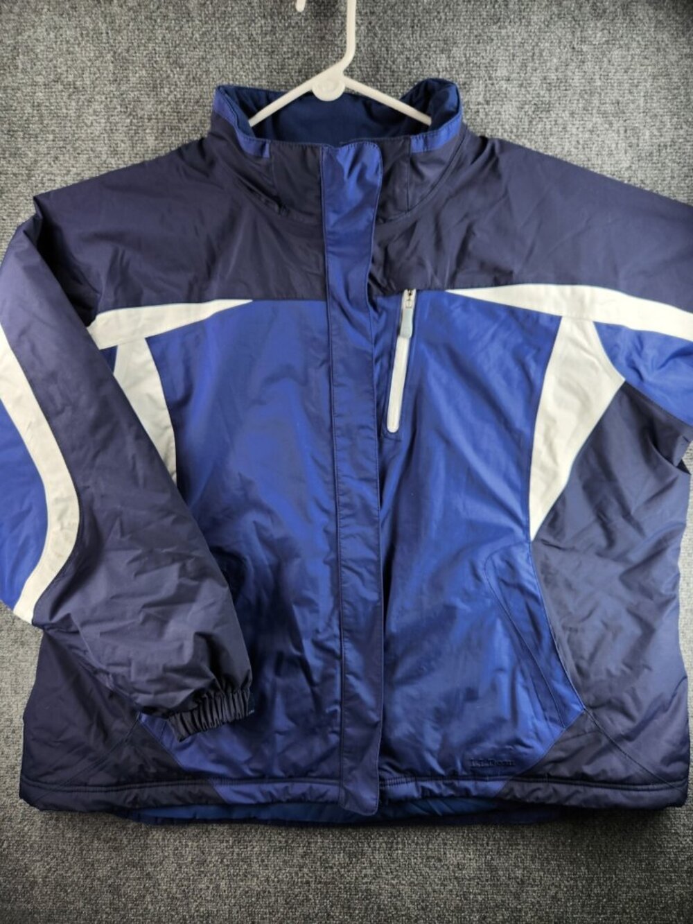 LL Bean 264925 Blue Full Zip Winter Jacket 3X Plus Women Insulated Nylon Shell